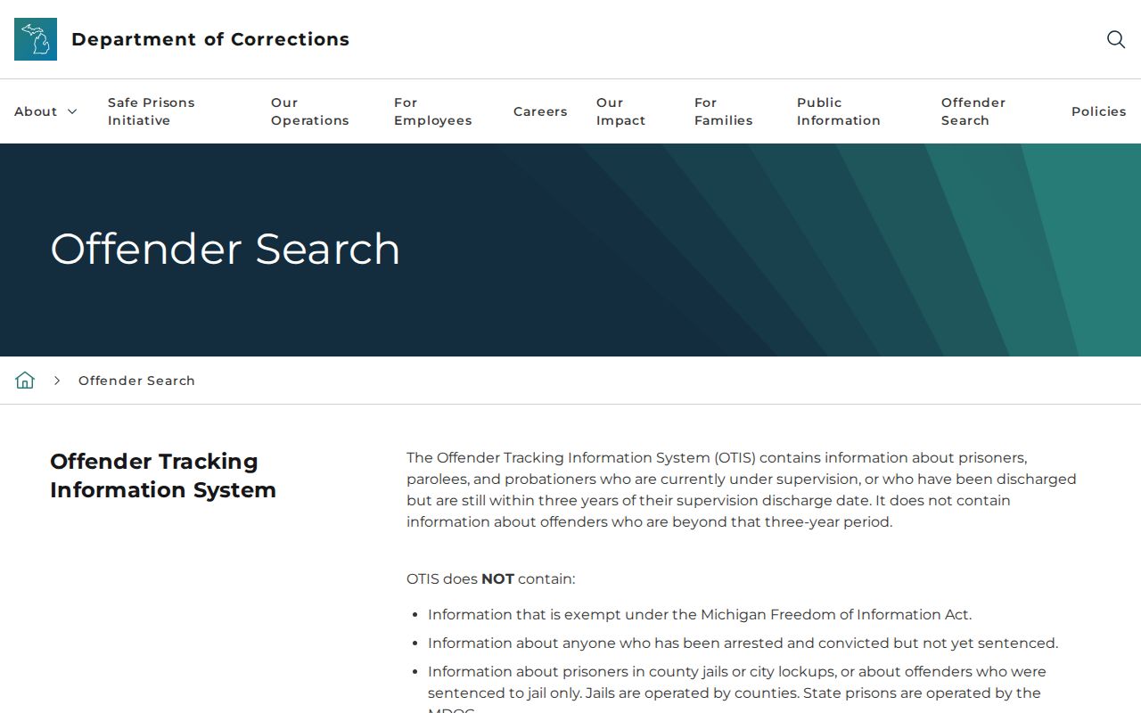 Wexford County criminal records OTIS offender search scope