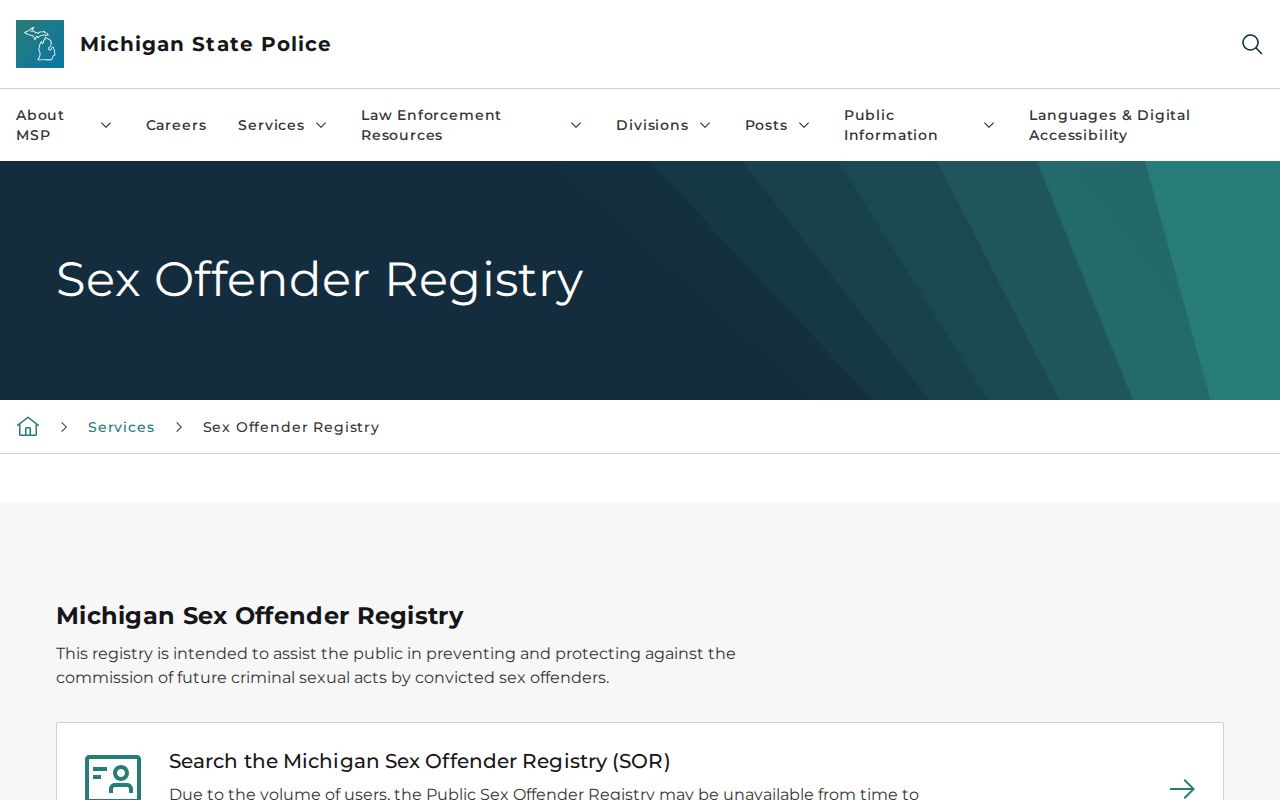 Wexford County sex offender registry search explanations from Michigan State Police